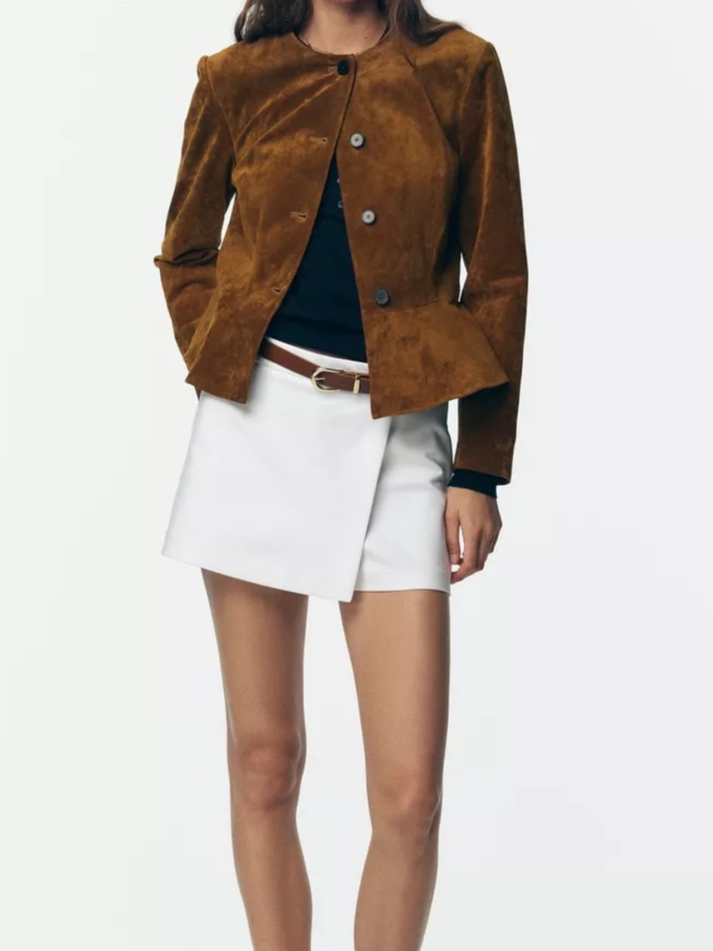 Zara White Wrap mini Skort with Belt Loops